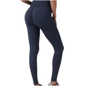 Halara High Waisted Butt Scrunch Tummy Control  7/8 Yoga Leggings Navy L NEW